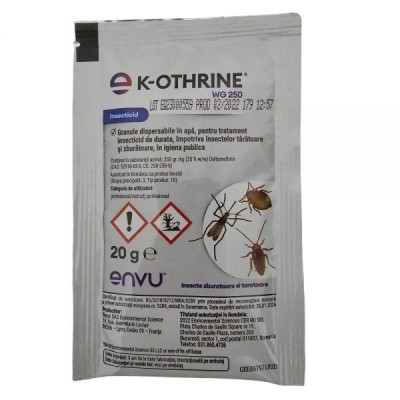 K-Othrine WG 250 20g insecticid pentru combaterea furnicilor gandacilor de bucatarie mustelor paianjenilor plosnitelor de pat tantarilor viespilor foto