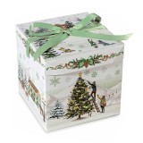 Cutie pentru cadouri Craciun carton multicolor III cm 15 x 15 x 15 H