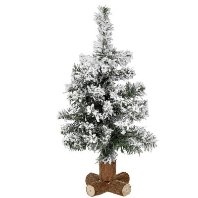 Brad artificial, decorativ pentru masa de Craciun, verde cu 70 de ramuri cu zapada artificiala foto