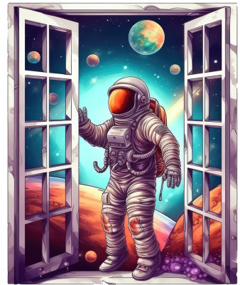 Sticker decorativ, Astronaut, Albastru, 70 cm, 8382ST-5 foto