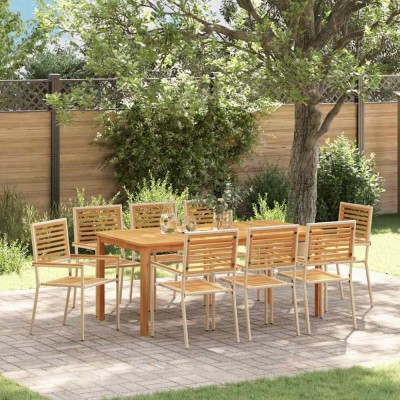 vidaXL Set de masă pentru grădină 9 pcs Bej Rattan poli 3365546 foto