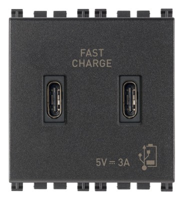 Priza USB tip C dubla 5V 3A 2M Vimar Arke gri antracit 19295.CC foto