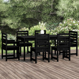 VidaXL Set masă de grădină, 7 piese, negru, lemn masiv de pin