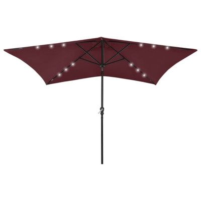 vidaXL Umbrelă de soare cu st&amp;acirc;lp din oțel &amp;amp; LED-uri, roșu bordo, 2x3 m 313790 foto