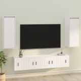 Dulapuri perete Gossi, 2 buc, alb, 30x30x80 cm, lemn masiv pin, suspendate, rafturi, etajere