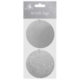 Cumpara ieftin Wonderland Gift Tags 30 Round Foil &amp; Glitter - Silver
