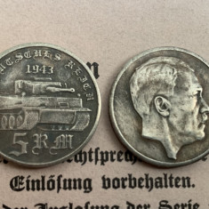 moneda 5 reichsmark 1943 fuhrer Adolf Hitler panzer Germania nazista comemorativ