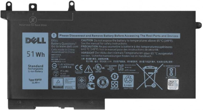 Baterie Laptop, Dell, Latitude 12 5280, 93FTF, 11.4V, 4254mAh. 51Wh