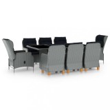 vidaXL Set mobilier de exterior cu perne,9 piese,gri deschis,poliratan