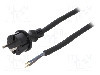 Cablu alimentare AC, 5m, 2 fire, culoare negru, cabluri, CEE 7/17 (C) mufa, PLASTROL - W-97201
