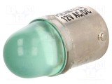 Lampă LED verde BA15S 24VDC 24VAC POLAM-ELTA