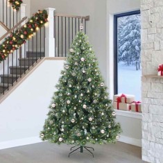 vidaXL Brad de Crăciun artificial cu 300 LED Verde 240 cm PE și PVC 3397876