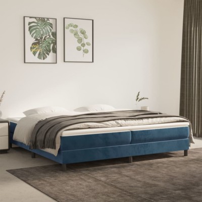 vidaXL Cadru de pat box spring, albastru &amp;icirc;nchis, 200x200 cm, catifea foto