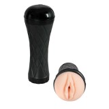 Masturbator B-SERIES Cyber Skin, pentru stimulare vaginala reala, control telecomanda, 7 functii vibrare, 23.5 cm, negru