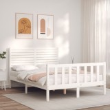 VidaXL Cadru de pat fără saltea, alb, 140x190 cm, lemn masiv de pin