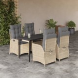 Cumpara ieftin Set mobilier de grădină cu perne, 5 piese, bej, poliratan