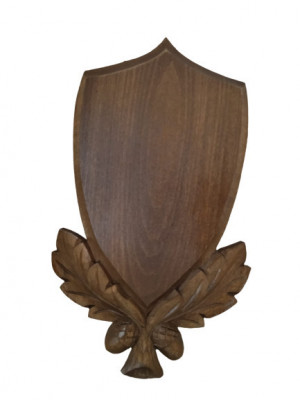 Panoplie sculptata, pentru trofeu caprior, lemn, maro inchis, 36x21 cm foto