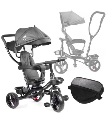 Tricicleta pentru copii cu scaun rotativ si roti de cauciuc, 105 cm x 94 cm x 52 cm, culoare gri foto
