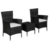 Gossi set mobilier bistro, 3 piese, negru, poliratan