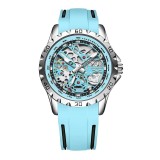 Ceas Barbati Lige 89118 Cyan , Ceas Mecanic, Design Sport, Functii Multiple, Afisaj Luminos, Rezistent la Apa 3ATM