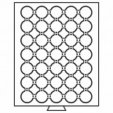 Tava cu 35 locasuri rotunde pentru monede de 26mm in capsule