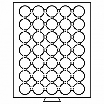 Tava cu 35 locasuri rotunde pentru monede de 26mm in capsule foto