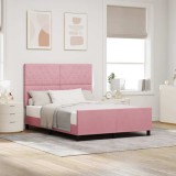 Cumpara ieftin Pat cu arcuri cu headboard Roz 160 x 200 cm Catifea