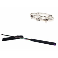 Set baston telescopic 66 cm + box craniu argintiu