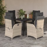 VidaXL Set mobilier de grădină cu perne, 5 piese gri deschis poliratan
