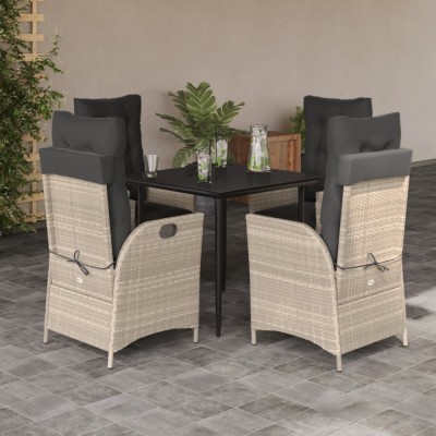 vidaXL Set mobilier de grădină cu perne, 5 piese gri deschis poliratan 3213463 foto