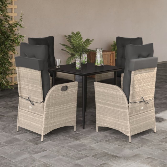 vidaXL Set mobilier de grădină cu perne, 5 piese gri deschis poliratan 3213463