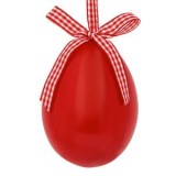 Ou Decorativ de Paste Rosu cu Panglica cu Carouri, 10 cm, CMCLASS