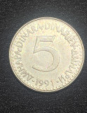 Moneda 5dinari 1991 Iugoslavia, Europa