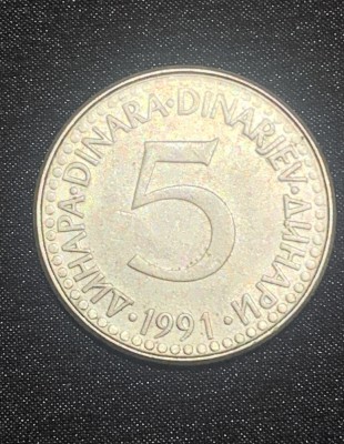 Moneda 5dinari 1991 Iugoslavia foto