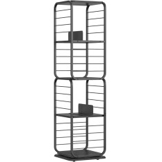 VASAGLE Biblioteca rotativa 360 grade, cadru metalic, cu 5 polite MDF, 43x43x158cm, negru Household NewTrend