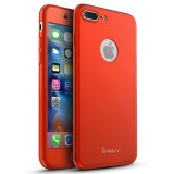 Cumpara ieftin Husa iPhone 7 Plus Ipaky 360 Full Cover, Folie Sticla, Protectie Completa, Anti-soc, Anti-amprenta, Rosu
