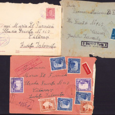 HST D6 Lot de 3 scrisori cu plic cu ștampila Cenzurat Turda, 1941-1943
