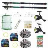 Set 2 lansete eastshark 3m, doua mulinete BH200, gute, palarii, monturi, pufuleti si accesorii