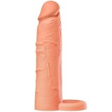Mansoane pentru penis - Dorinta Ascunsa Infern Prelungitor pentru Penis cu Inel de Prindere din Silicon Lichid 18 cm Culoare Deschisa