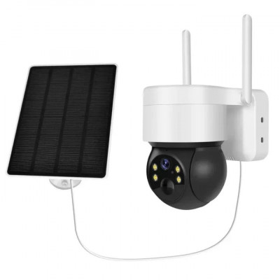 Camera inteligenta cu panou solar si baterie interna, Wifi 2.4 sau 5G , slot de card , Functie PTZ rotire 360, aplicatie mobil, M.D foto