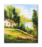 Tablou peisaj din natura pictat manual, 50x40cm ulei pe panza, Constantin Feraru