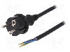 Cablu alimentare AC, 5m, 3 fire, culoare negru, cabluri, CEE 7/7 (E/F) mufa, SCHUKO mufa, PLASTROL - W-98388