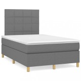 vidaXL Pat box spring cu saltea, gri &icirc;nchis, 120x190 cm, textil 3269931