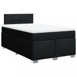 Cumpara ieftin Pat box spring cu saltea, negru, 120x200 cm, textil