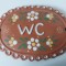 * Placa ceramica semn WC, pictata cu motive florale, 10x7cm