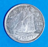 CANADA 10 CENTS CENTI 1964 ELIZABETH II ARGINT STARE F BUNA