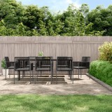 VidaXL Set mobilier grădină cu perne, 9 piese, negru, poliratan &amp; oțel