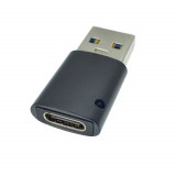 Cumpara ieftin Adaptor OTG USB 3.1 tata la USB tip C mama, carcasa aluminiu, Data C 081, cu orificiu de prindere, alimentare si transfer de date, negru, Oem