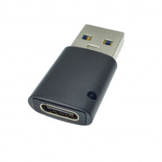 Adaptor OTG USB 3.1 tata la USB tip C mama, carcasa aluminiu, Data C 081, cu orificiu de prindere, alimentare si transfer de date, negru