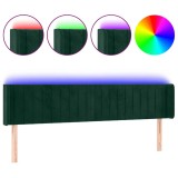 Cumpara ieftin Tablie de pat cu LED, verde inchis, 203x16x78/88 cm, catifea